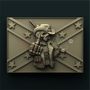 SKULL ON FLAG 3D STL 3DWave